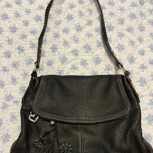 Brighton handbag D648341 black with silver accents and floral lining